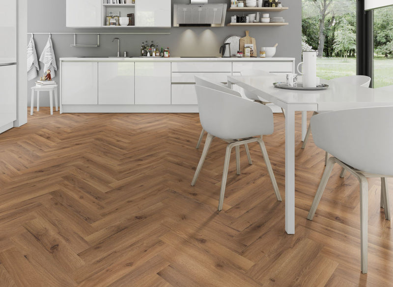 EFS Evolution Laminate Fission Smoked Oak Herringbone Water-Resistant - Easy Floor Store