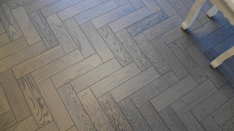 EFS Engineered Herringbone Oak Brushed & Lacquered Graphite Grey - Easy Floor Store