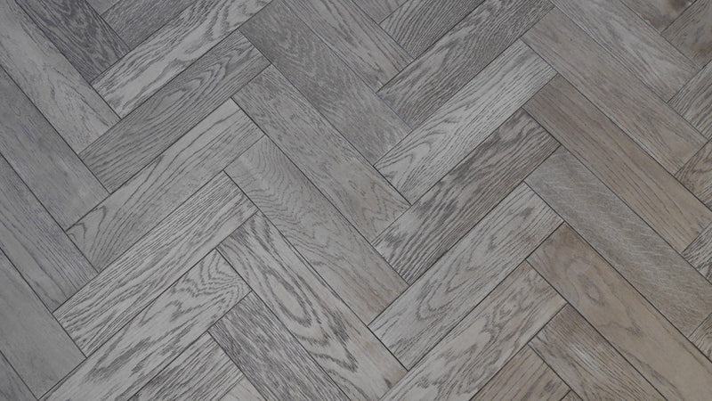 EFS Engineered Herringbone Oak Brushed & Lacquered Gunmetal Grey - Easy Floor Store