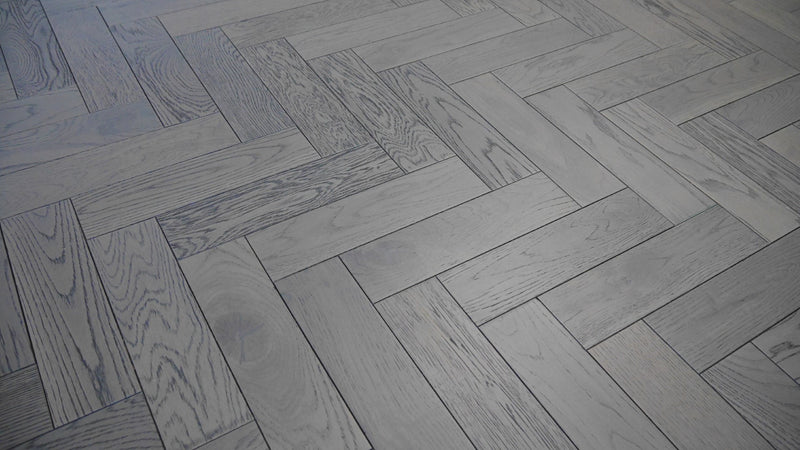 EFS Engineered Herringbone Oak Brushed & Lacquered Graphite Grey - Easy Floor Store