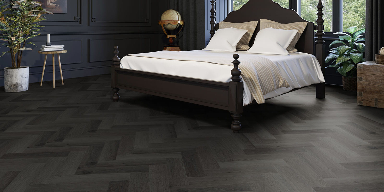 Invictus Maximus Glue-Down Herringbone LVT Highland Oak Parquet - Ebon ...