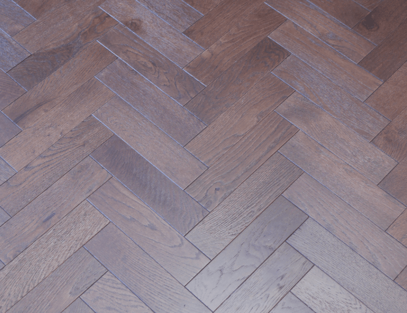 EFS Engineered Herringbone Oak (Walnut Stained) Brushed & Lacquered - Easy Floor Store
